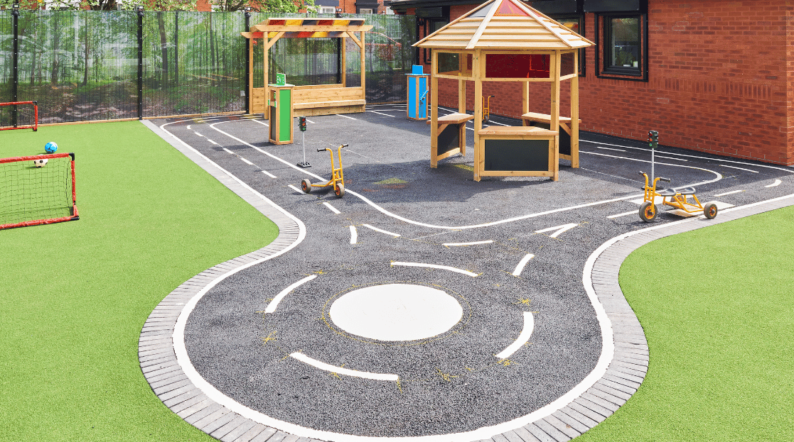 Outside playarea with road