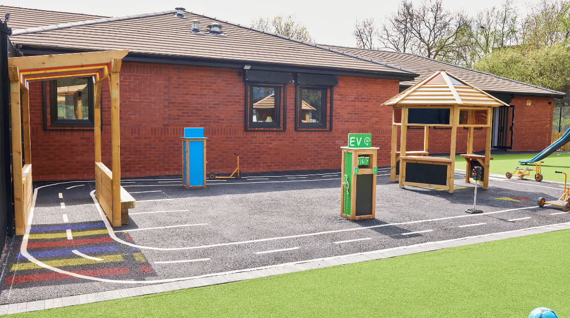 Outside p[layarea with climbing frame